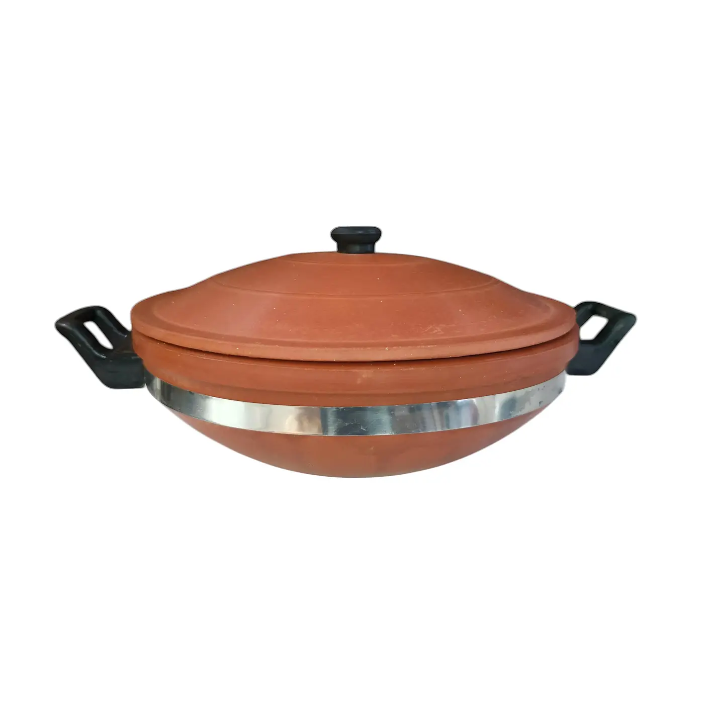 Clay Cooking Pot with Lid and Handle 3L Ref 10269 - Clay Cookingware handmade by Ram Pottery Mauritius