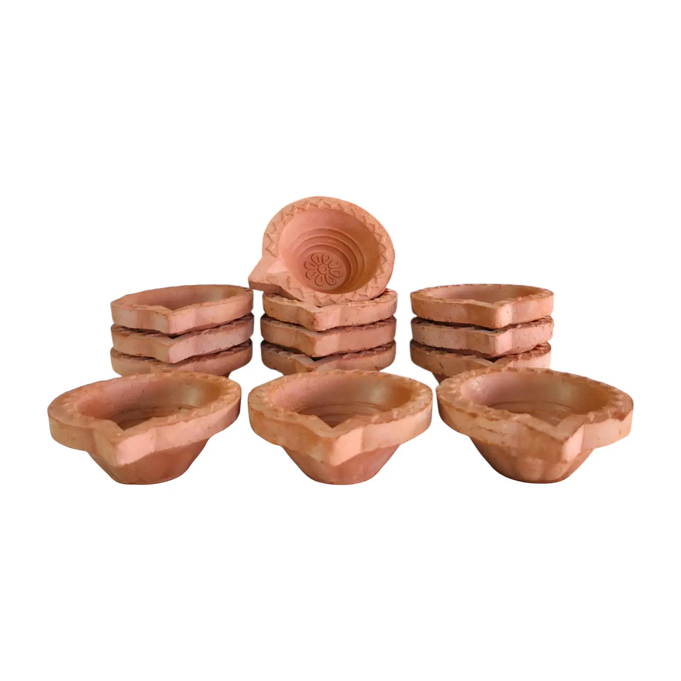 Clay Diya with Design D7c M Ref 103 - Earthen Clay Lamp handmade by Ram Pottery Mauritius