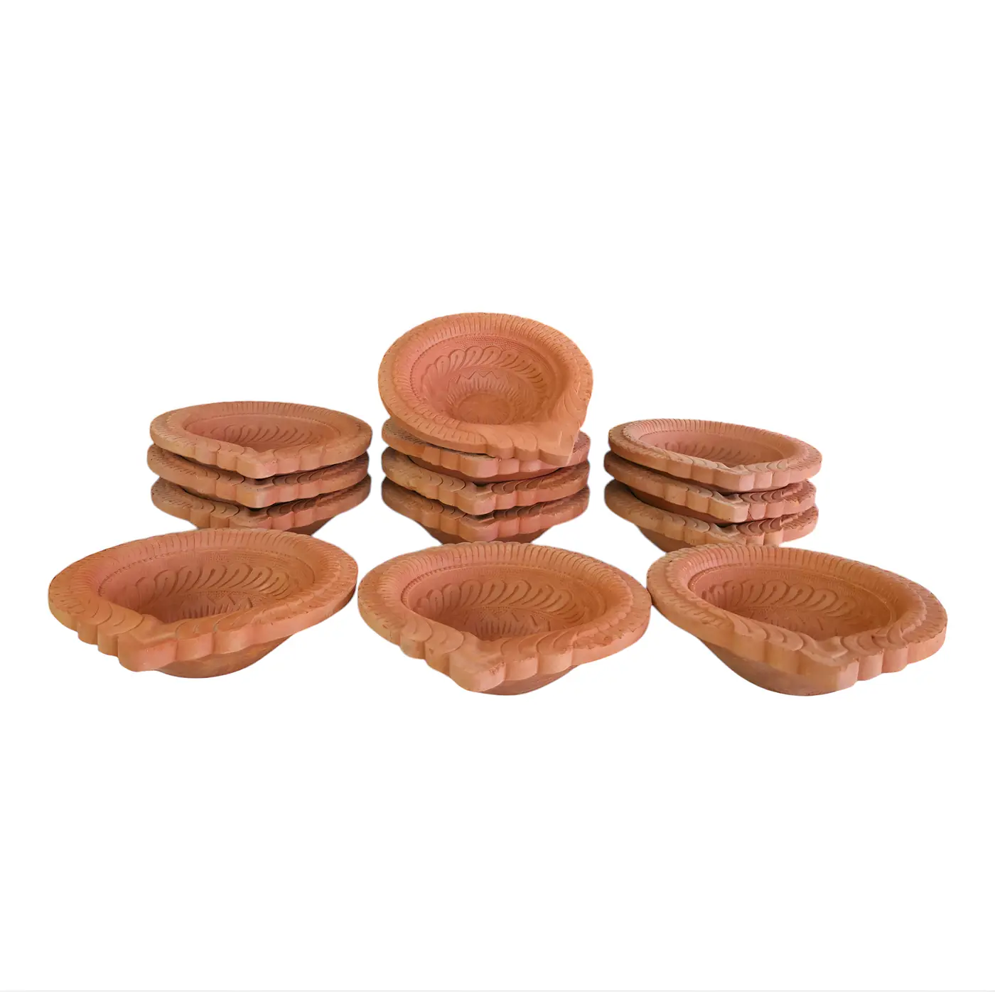 Clay Diya with Design Ref 205 - Earthen Clay Lamp handmade by Ram Pottery Mauritius