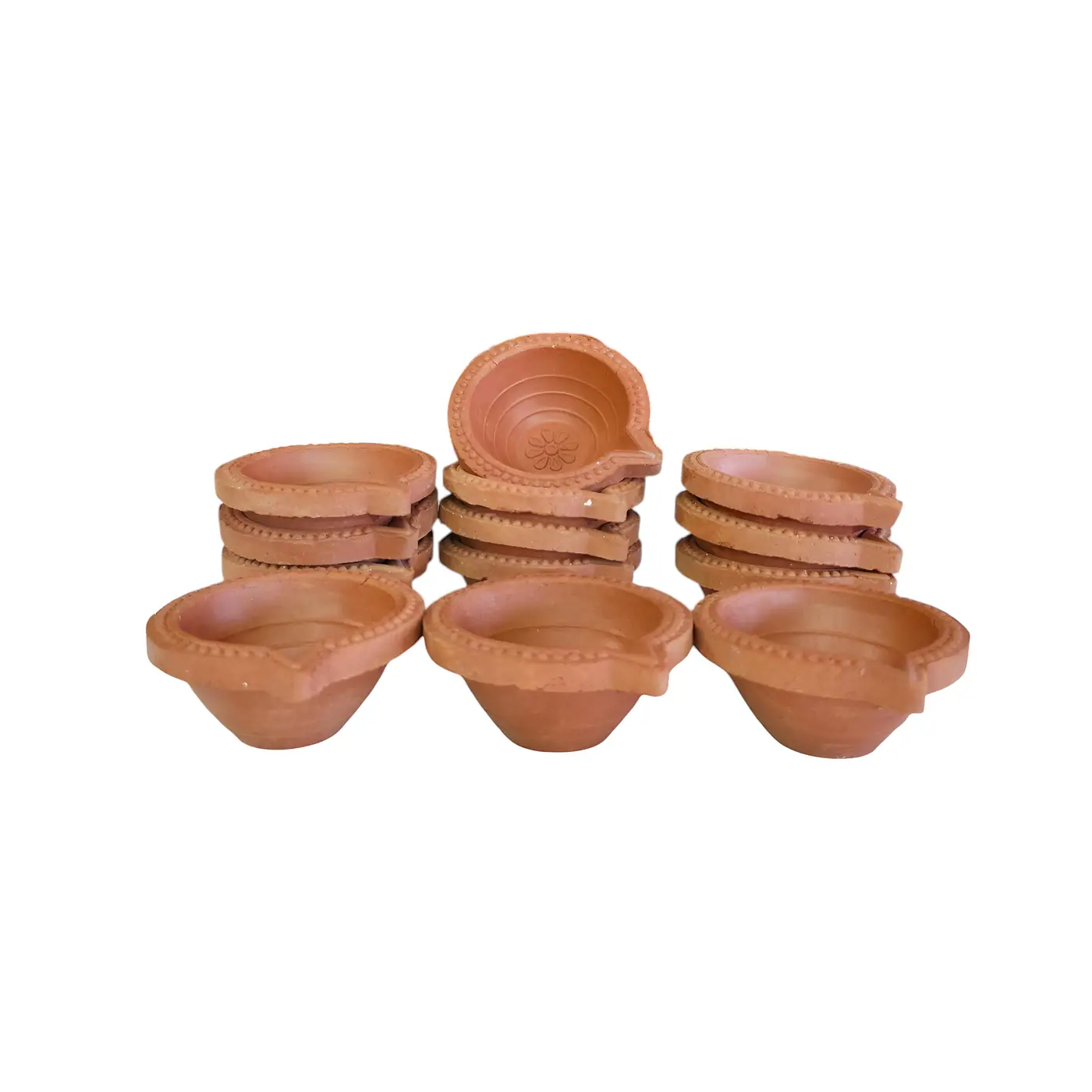 Clay Diya with Design Ref 30 - Earthen Clay Lamp handmade by Ram Pottery Mauritius