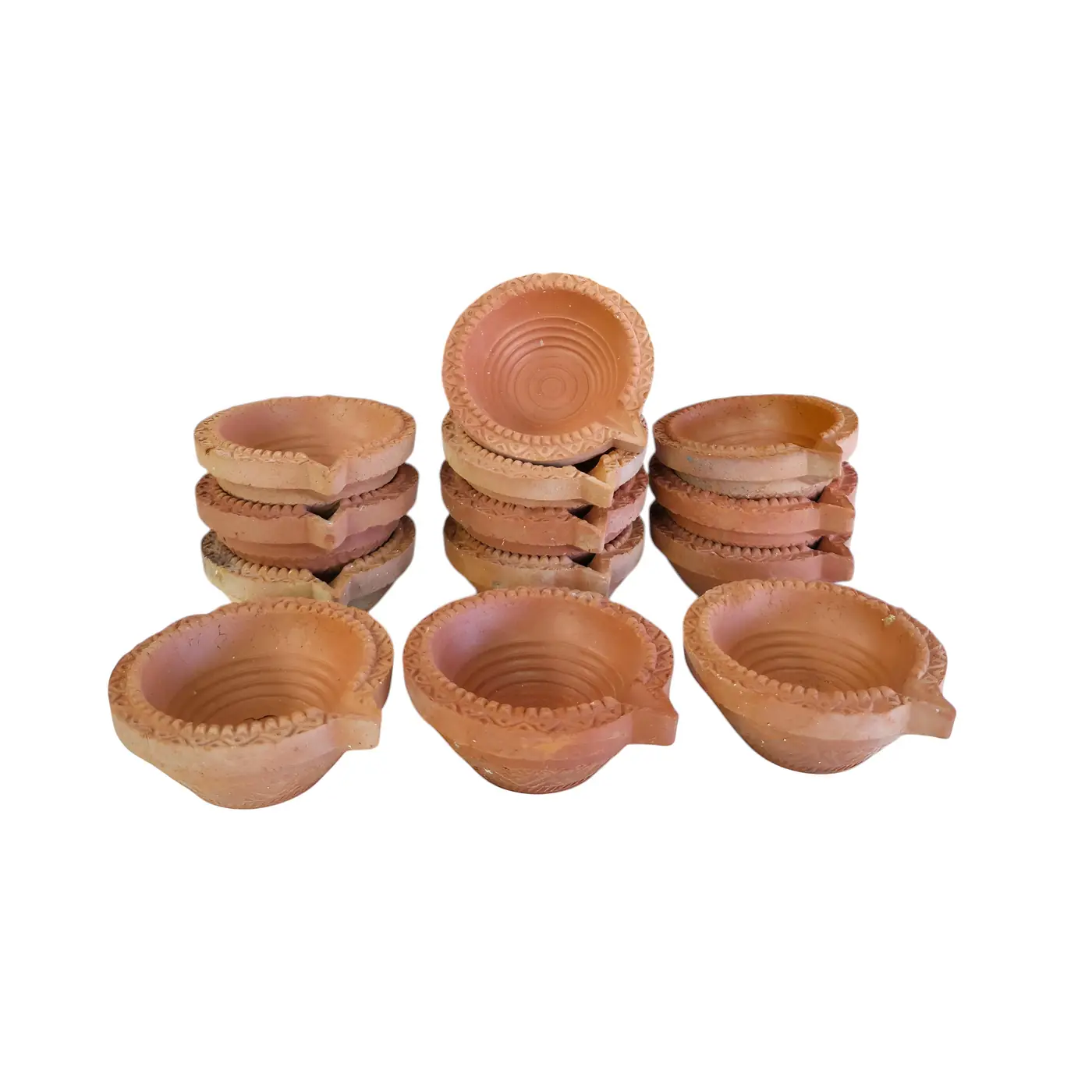 Clay Diya with Design Ref 47 - Earthen Clay Lamp handmade by Ram Pottery Mauritius