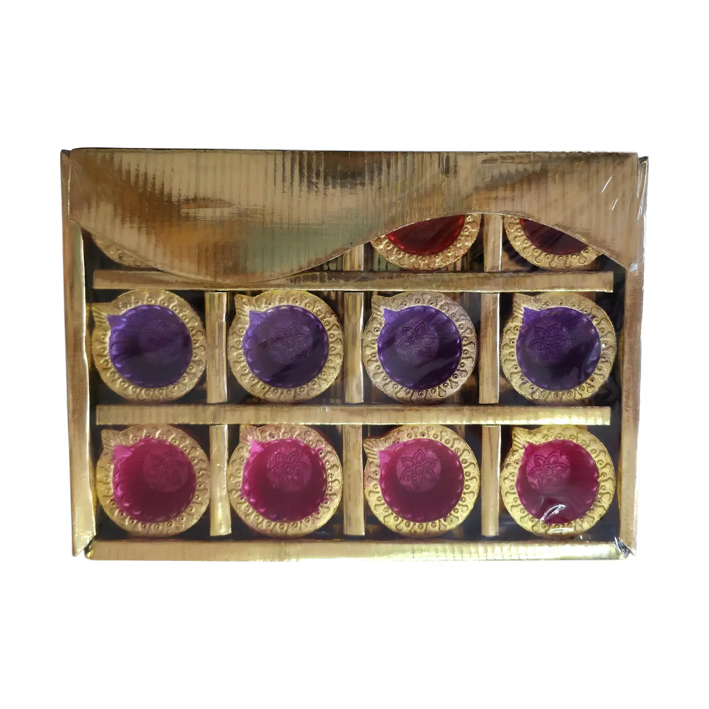 Painted Clay Diya 12pcs - Painting & Wax Lamp handmade by Ram Pottery Mauritius