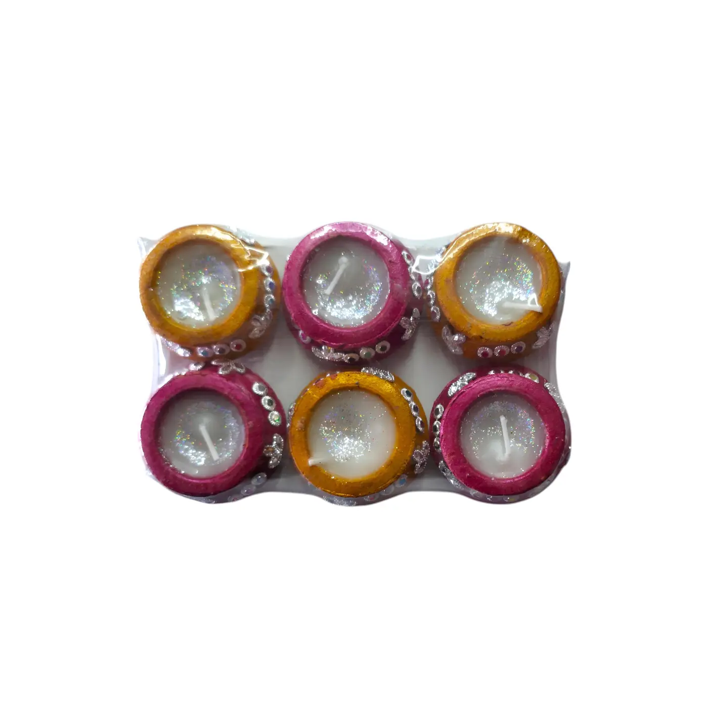 Painted Matka with Wax 6pcs - Painting & Wax Lamp handmade by Ram Pottery Mauritius