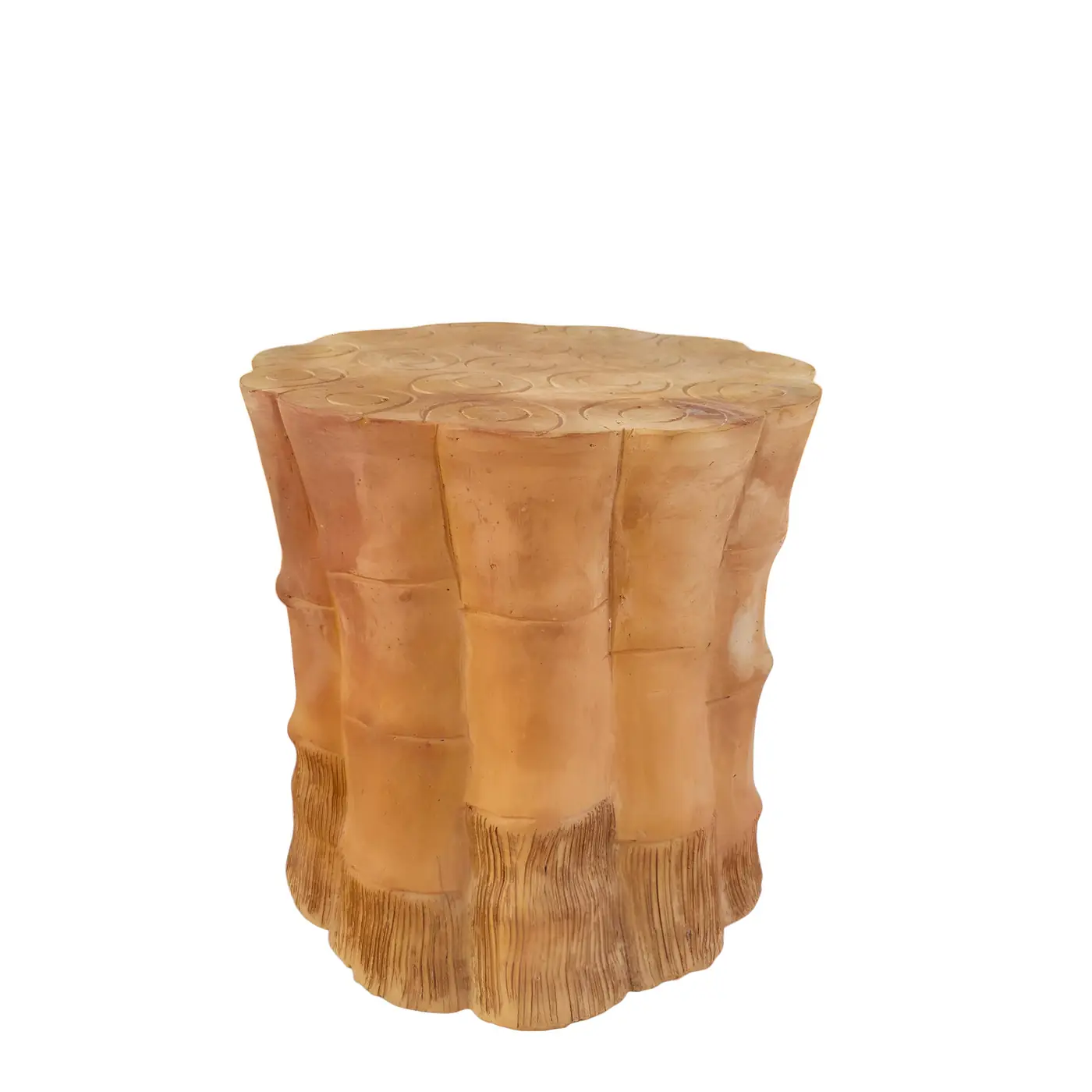 Terracota Stool with Bamboo Design - Terracotta Home Decor handmade by Ram Pottery Mauritius